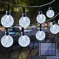 Catena Luminosa Esterno Solare, BrizLabs 20M 100 LED Lucine Decorative Cristallo Globo Impermeabile Stringa di Luce Solari Decorative per Giardino Patio Cortile Matrimonio Festa Natale, Bianco Freddo