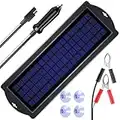 POWOXI 3.5W 12V Solar Trickle Charger for Car Battery, Portable and Waterproof, High Conversion Single Crystal Silicon Solar Panel car Battery Charger for Motorcycle Boat (3.5w Solar Chargers-Black)