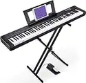 Starfavor 88 Key Digital Piano Beginner Electric Keyboard Full Size with Semi Weighted Keys Dual 30W Speakers SP-10 Bundle include Sustain Pedal, Power Supply, Stand, Piano Stickers