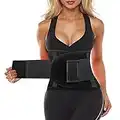 SIHOHAN Waist Trainer Belt Cincher Trimmer Sports Slimming Body Shaper Band with Dual Adjustable Belly for Fitness Workout, Unisex Back Brace (Black,Medium)