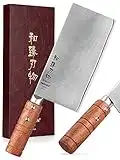 HEZHEN-18CM Mannaia, Acciaio Inossidabile Composito Coltello per Affettare,Coltello da Cucina Cinese,Coltello da Mannaia, Manico in Legno Padauk,Strumenti da Cucina per Chef