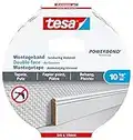 tesa Montageband Tapete&Putz, 10 kg Haltekraft pro Meter - starkes, doppelseitiges Montageklebeband zur Befestigung auf Gips und Tapeten - 5 m x 19 mm