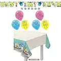 Spongebob Balloons Banner (Age Customizable) & Tablecover Decorations Bundle | Spongebob Birthday Party Supplies Kit (Decorations)