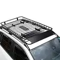 TANGZON 162 x 99 x 15cm Steel Roof Rack Basket Tray, Expandable Universal Luggage Cargo Carrier with Wind Fairing, Rooftop Luggage Holder for Car SUV & Truck, 113kg Load Capacity