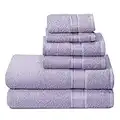 Belizzi Home Ultra Soft 6 Pack Cotton Towel Set, Contains 2 Bath Towels 28x55 inch, 2 Hand Towels 16x24 inch & 2 Wash Coths 12x12 inch, Ideal for Everyday use, Compact & Lightweight - Dark Purple