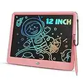 TEKFUN 12inch LCD Writing Tablet for Kids Adults, Erasable Drawing Tablet with Stylus Lanyard Writing Tablet for Office, Education Toys Birthday for 3 4 5 6 7 Girls Boys (Pink)