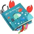 Fish Baby Books Toys, Touch and Feel Cloth Soft Crinkle Books for Babies,Toddlers,Infants,Kids Activity Early Education Toy, Shark Tails Teething Toys Teether Ring, Baby Book Octopus, Ocean Sea Animal