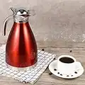 2L Rouge Cafetière en Acier Inoxydable, Carafe Isotherme Sous Vide Thermique à Double Paroi, Café Thermos Rétention Chaude Froide 24H