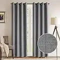 Rose Home Fashion Blackout Curtains for Bedroom, Primitive Linen Look, 100% Blackout Curtains Linen Blackout Curtains, Grommet Curtains for Living Room-2 Panels (W50 x L84, Dark Grey)