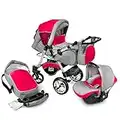 Buggie Urbano Red Zone | 3-in-1-System | Kinderwagen, Kombikinderwagen, Babyschale, Autositz System | Zwei-Wege-Griff | Travel System | Moderner, Leichter Trolley mit Allem Zubehör Inklusive