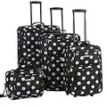 Rockland Dots 4-Piece Luggage Set, Black Dots, One Size