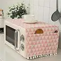 Mvchifay Microwave Oven Cover Dustproof Cotton Machine Protector Decorative Kitchen Appliance Cover with Side Storage Pockets 11.8x35.4inches (Pink Triangle)