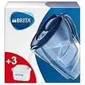 BRITA Carafe filtrante Marella bleue (2,4l), 3 filtres MAXTRA+ inclus, réduit le calcaire, le chlore et le plomb pour une eau du robinet plus pure – dans emballage Smart Box durable