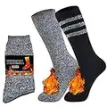 Jormatt 2 Pairs Thick Thermal Socks Soft Insulated Heated Boot Warm Fleece Boot Socks Winter Cold Weather,Men Shoes Size 9-12