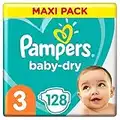 Pampers Baby-Dry Size 3 128 Nappies up to 12 Hours All-Round Protection, 6-10kg, 2,611 kg