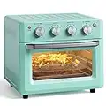 SIMOE Air Fryer Toaster Oven, 7 in 1 Retro Toaster Oven, All in One Convection Oven Combo for Family Use, 19QT, 5 Accessories & Recipe Book (Green)