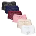 Levao Damen Unterhosen Lace Slip Hipster Spitzen-Unterwäsche Elastizität Pants Spitze Dessous Boxer Shorts 6er-Pack S-XL