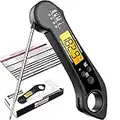 Digital Meat Thermometer for Cooking, Biison Wireless Instant Read Meat Thermometer Waterproof, Backlight, Ultra-Fast Accurate & 180°Foldaway Probe Kitchen Thermometer, Idea for Turkey/Grilling