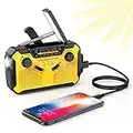 Radio Dynamo Solaire, Lemnoi FM/AM Radio Manivelle Urgence avec Batterie Rechargeable 2500mAh, Lampe de Poche, Alarme SOS, Chargeur Téléphone USB et Générateur à Manivelle pour Camping, Les Urgences