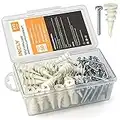 INCLY 100 PCS #8 Drywall Anchors Kit Self Drilling 50 Plastic Dry Wall Anchors and 50 Philips Screws Assortment for Hanging and Mounting with Case, Self Drilling Sheetrock Anchors