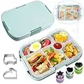 Brotdose Kinder mit Fächern, Kindergarten Lunchbox Auslaufsicher Bento Box mit 6 Unterteilung, Mikrowelle Jausenbox Schule für Erwachsene, Mädchen, Jungen, Vesperbox für Ausflüge