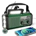 2023 Verbesserte Version 10000mAh Kurbelradio, BIAOQINBO AM/FM Solar Radio 3 Lademethoden 6 in 1 Tragbares Notfallradio mit Powerbank, IPX3 Wasserdicht, SOS, Taschenlampe für Camping, Outdoor, Notfall