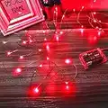 Ariceleo Led Stringa Luci a Batteria, 1 Pezzi 5 metri 50 Led Rame filo Ghirlanda Catena Luminose Lucine Fata Luci per Natale Matrimonio Decorative Festa Interno Natalizie letto Camera (Rosso)