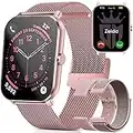 Dachma Womens Smart Watch Call Function ladies smart watches for women rose pink smartwatch women with AI voice assistant android smart watches for women iphone with 3 smart watch strap in set