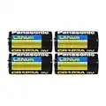 Panasonic CR123A Lithium 3V Photo Lithium Batteries, 0.67" Dia x 1.36" H (17.0 mm x 34.5 mm), Black, Gold, Blue (Pack of 4)