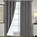 Linen Blackout Curtains 96 Inches Long 100% Total Blackout Heavy-Duty Draperies for Living Room Bedroom Thermal Insulated Textured Functional Window Treatment Anti Rust Grommet, 2 Panels, Grey