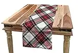 ABAKUHAUS Tartan Chemin de Table, Plaid Motif Losanges, Rectangulaire Décoratif pour Salle à Manger, 40 x 180 cm, Weiß Rot