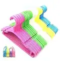 50 Pack Plastic Children's Hangers Kids Hangers Baby Hangers11 inch Wide (Blue,Yellow, Pink,Green,White