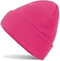 Hatsatar Damen Herren Strickmütze Herren Winter Feinstrick Beanie für Damen Herren Unisex Bündchenmützen Weich & Warm - Rosa - Medium