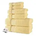 NOVA Luxury Linen - Hotel Quality Turkish Towel Set for Bathroom (6 Pcs Towel Set, Sunlight Yellow)