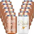 10 Enfriadores de Latas de Bebida de Dama de Honor y Novia, 9 Fundas de Enfriadores de Latas de Cerveza de Oro Rosa, Funda de Bebidas Aislamiento Blanco para Fiesta (5 x 4 Pulgadas)