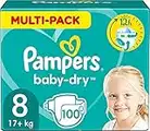 Pampers Windeln Größe 8 (17kg+) Baby-Dry, Extra Large, MONATSBOX, bis zu 12 Stunden Rundum-Auslaufschutz, 100 Stück (1er Pack)