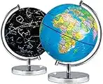 Science Kidz 2 in 1 Illuminated World Globes For Children - Light Up Night View Constellation Kids Lamp