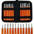 Jetcloud Wood Carving Set 12Pcs Professional Carbon Steel Wood Carving Tool with Storage Bag Whittling Knife for Wood Fruit DIY Carving Sculpture