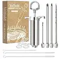 Meat Injector Kit Syringe with 4 Professional Stainless Steel Marinade Flavor Injector Needles for Smoker BBQ Grill, Turkey, Beef and Brisket; 2-oz Large Capacity, Including Paper User Manual