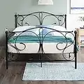 Home Treats 5ft King Size Black Metal Bed Frame | King Size Bed with Crystal Finials | Black King Size Bed Frame for Kids Adult Bedroom | King Size Metal Bed Frame | 5ft King Size Bed