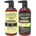 PURA D’OR Advanced Therapy System Shampoo & Conditioner - Increases Volume, Strength and Shine, Sulfate Free, Made with Argan Oil, All Hair Types, Men & Women, 473 ml (Packaging may vary)