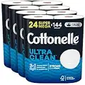 Cottonelle Ultra Clean Toilet Paper, Strong Bath Tissue, 24 Super Mega Rolls (24 Super Mega Rolls = 144 Regular Rolls), 468 Sheets per Roll