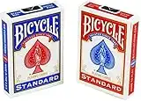 Bicycle Juego de 2 Cartas de Juego de Caras estándar de Color Rojo y Azul (88 x 63 mm)