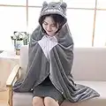 ATING Totoro coperta mantello scialle in peluche, per il tempo libero, aria condizionata, coperta da indossare con cappello, comodo per i viaggi vicino