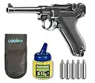 Pack Pistola Airsoft Umarex U25874. P08 Legends. Calibre 6mm. + Funda Portabalines + Biberon 1000 Bolas + bombonas Co2