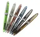 6 plumas Jinhao 992 pluma plástica conjunto, transparente, diversidad color (azul, verde, gris, marrón, naranja, blanco)