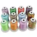 New brothread 12 Multi Colores 500M(550Y) Poliéster Bordado Máquina Hilo para Brother Babylock Janome Singer Pfaff Husqvarna Bernina Bordado Máquinas-Surtido1