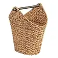 Creative Co-Op Bankuan Braided Oval Toilet Paper Basket with Wood Bar