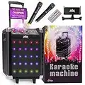 KaraoKing Karaoke Machine for Adults & Kids with 2 Wireless Microphones - Portable Bluetooth PA System Speaker with Subwoofer, Disco Ball, LED Lights, Phone/Tablet/Lyrics Display Holder, Remote (G100)