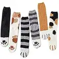 Loritta 6 Pairs Womens Fuzzy Christmas Socks Winter Cozy Soft Fluffy Cute Animal Warm Slipper Socks Gifts, 5 Pairs Animal G